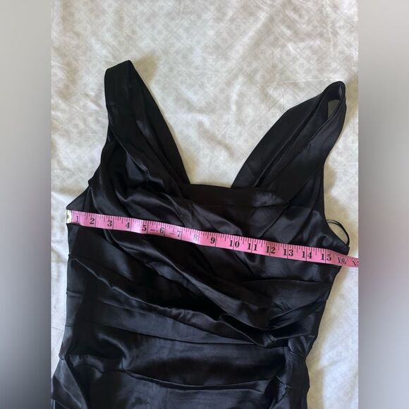 Express Design Studio silk black ruched mini dress with back zipper size 10 - Picture 4 of 9